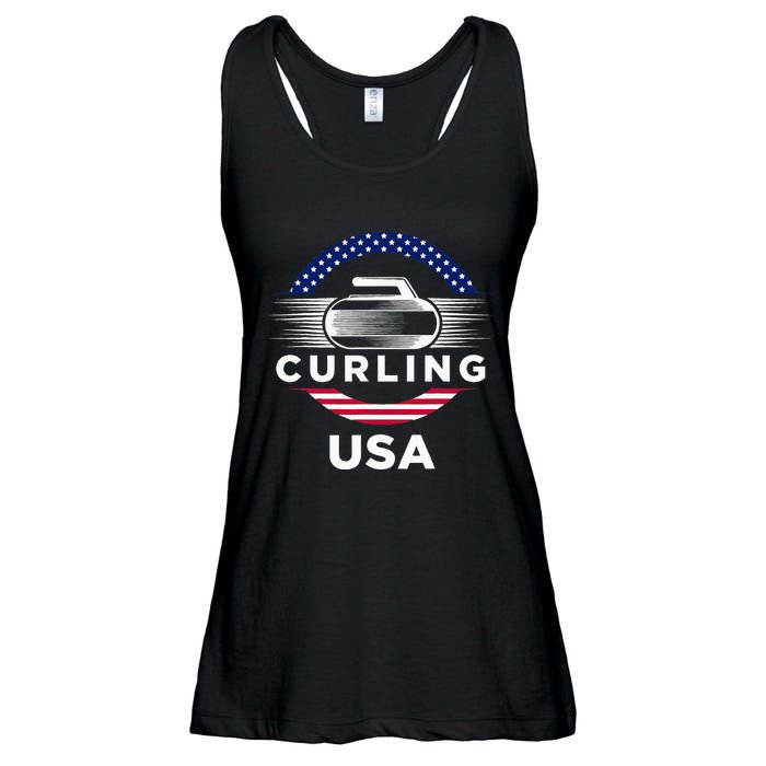 Curling Usa Support Flag Curl Clean Ladies Essential Flowy Tank