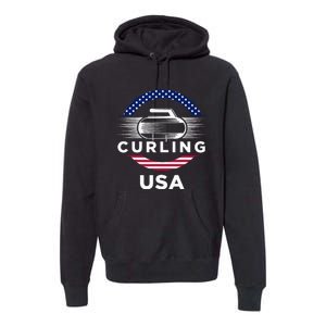 Curling Usa Support Flag Curl Clean Premium Hoodie