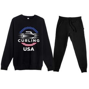 Curling Usa Support Flag Curl Clean Premium Crewneck Sweatsuit Set