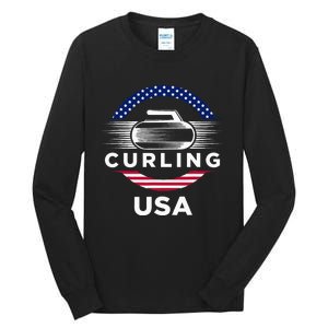 Curling Usa Support Flag Curl Clean Tall Long Sleeve T-Shirt