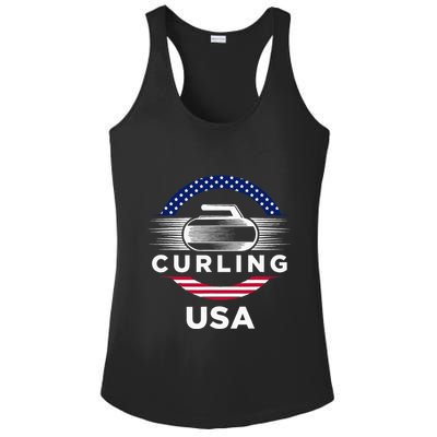 Curling Usa Support Flag Curl Clean Ladies PosiCharge Competitor Racerback Tank
