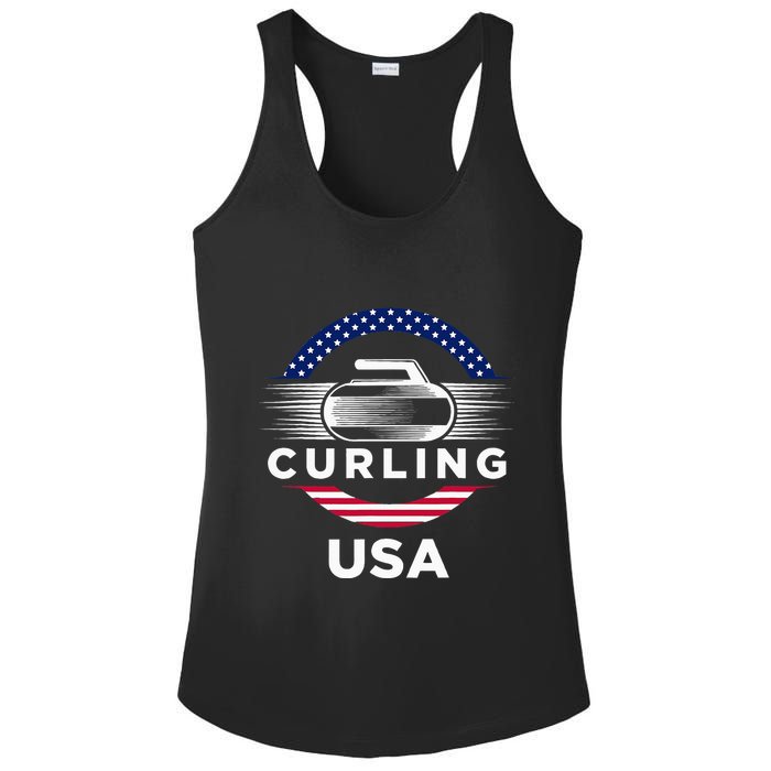 Curling Usa Support Flag Curl Clean Ladies PosiCharge Competitor Racerback Tank