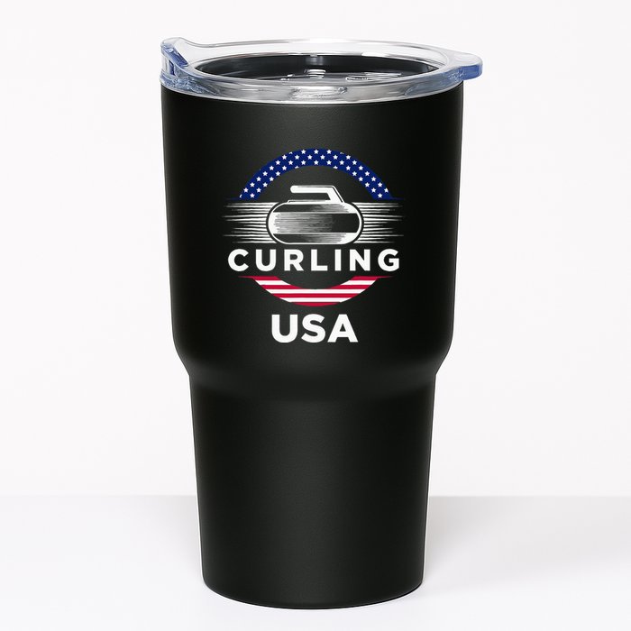 Curling Usa Support Flag Curl Clean Tumbler