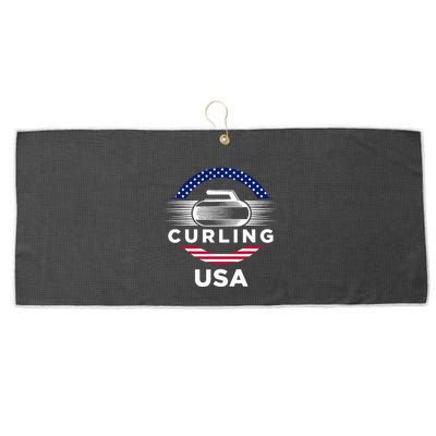 Curling Usa Support Flag Curl Clean Large Microfiber Waffle Golf Towel