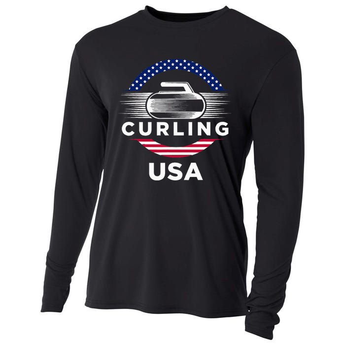 Curling Usa Support Flag Curl Clean Cooling Performance Long Sleeve Crew