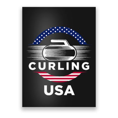 Curling Usa Support Flag Curl Clean Poster