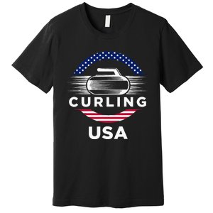 Curling Usa Support Flag Curl Clean Premium T-Shirt