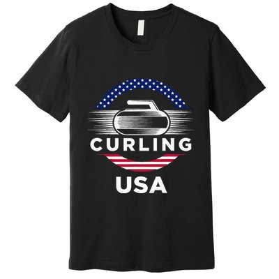 Curling Usa Support Flag Curl Clean Premium T-Shirt