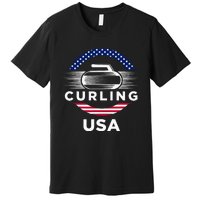 Curling Usa Support Flag Curl Clean Premium T-Shirt