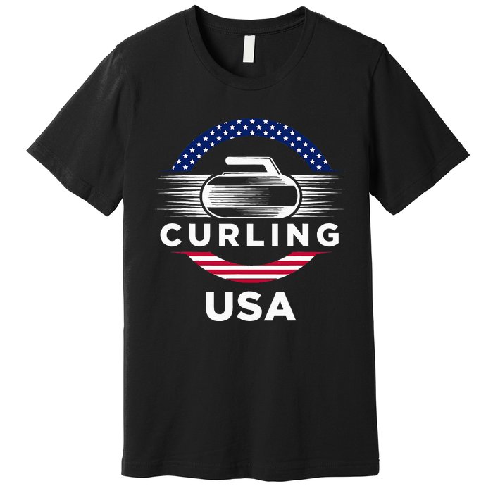 Curling Usa Support Flag Curl Clean Premium T-Shirt