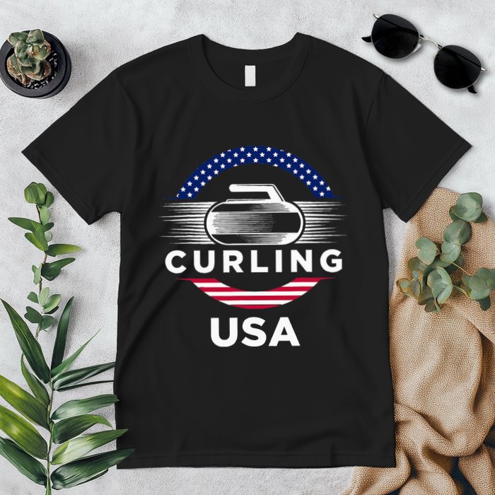 Curling Usa Support Flag Curl Clean Premium T-Shirt