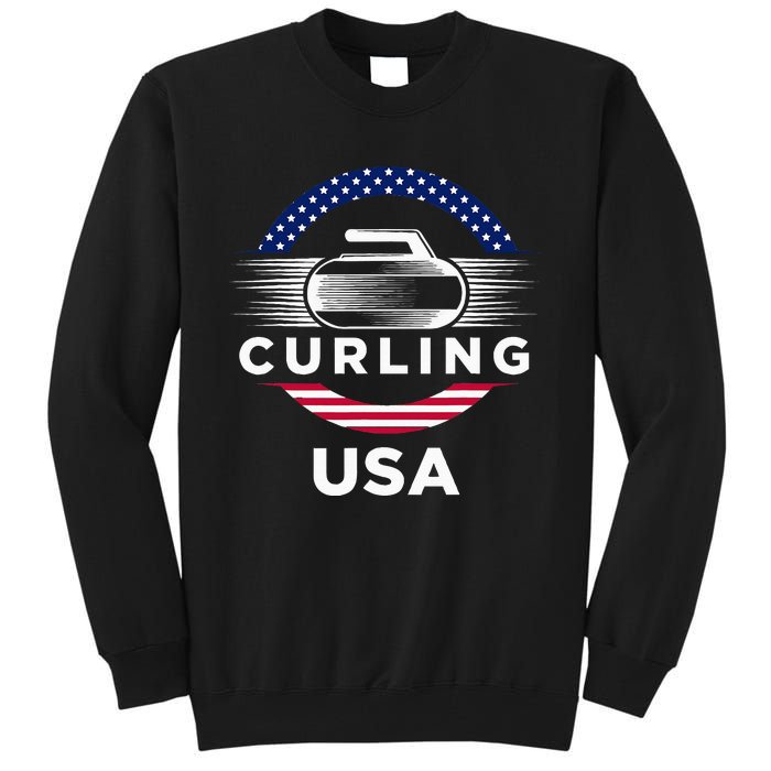 Curling Usa Support Flag Curl Clean Tall Sweatshirt