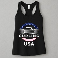Curling Usa Support Flag Curl Clean Womens Tank Top
