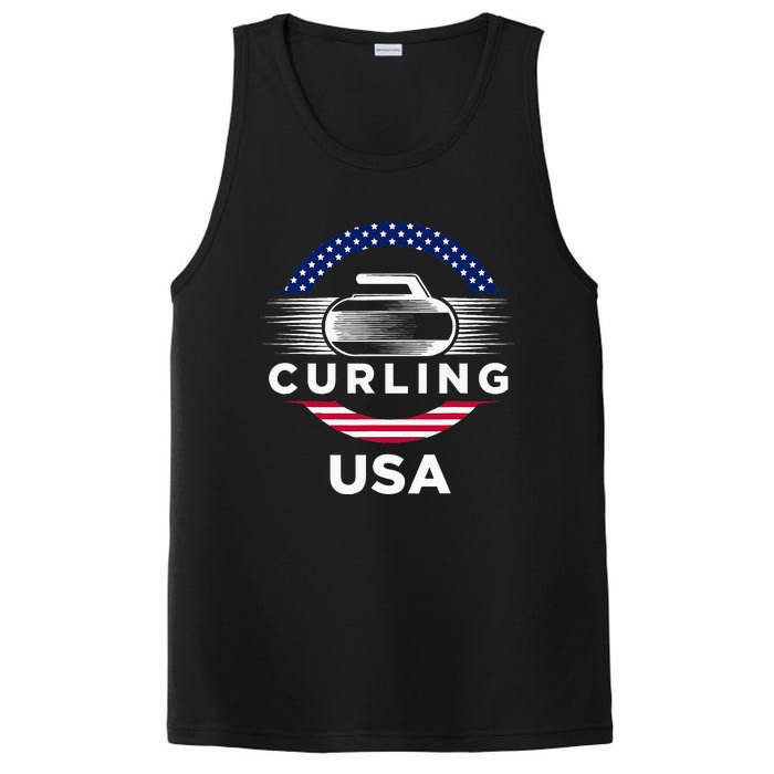 Curling Usa Support Flag Curl Clean PosiCharge Competitor Tank