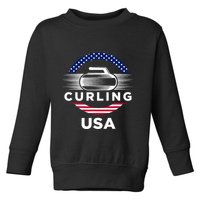 Curling Usa Support Flag Curl Clean Toddler Sweatshirt