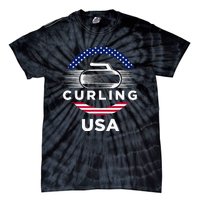 Curling Usa Support Flag Curl Clean Tie-Dye T-Shirt