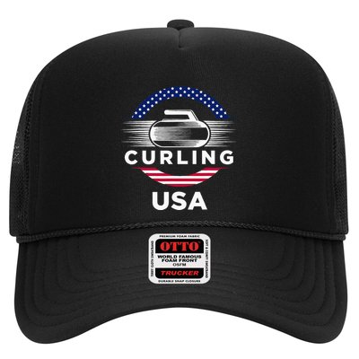 Curling Usa Support Flag Curl Clean Trucker Hat