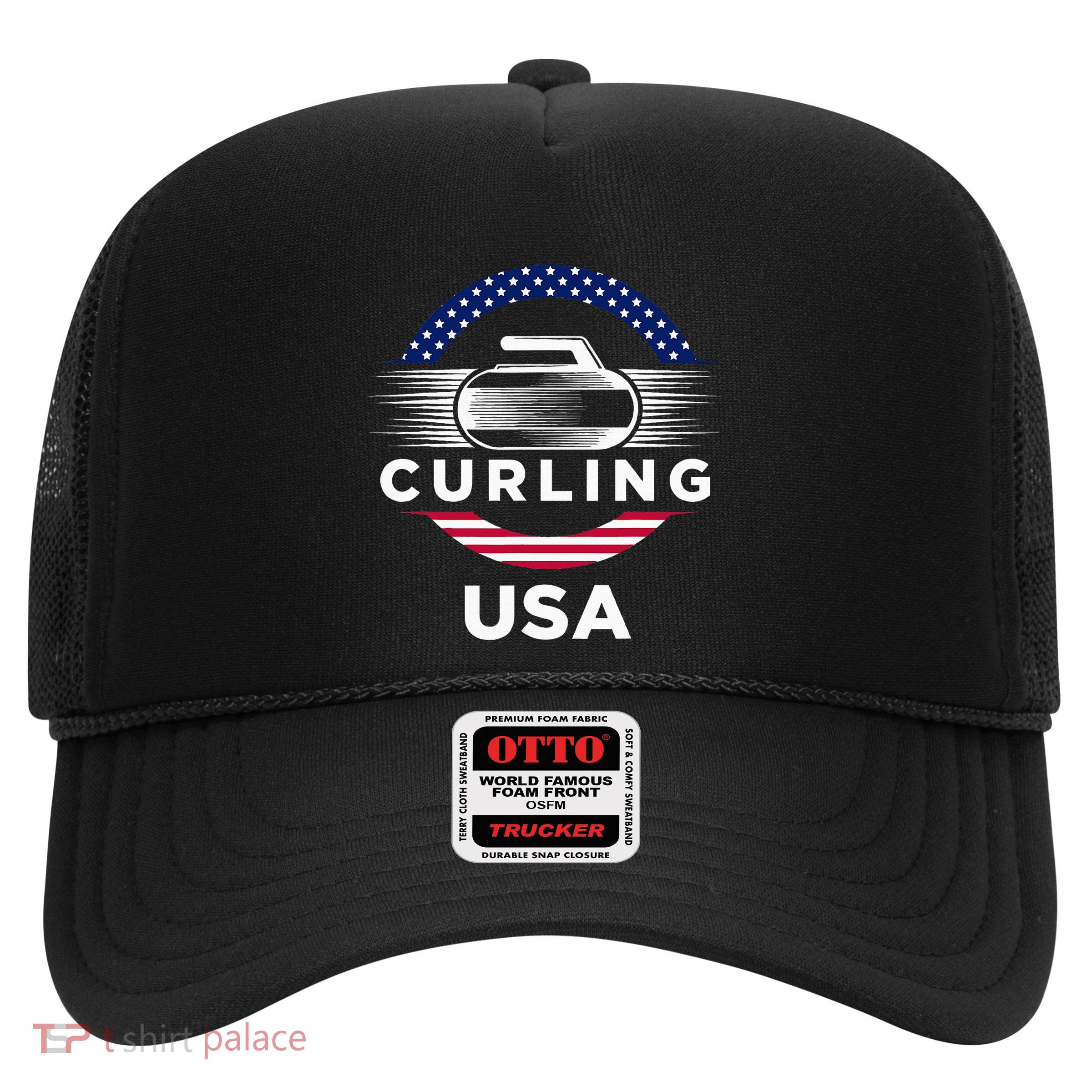 Curling Usa Support Flag Curl Clean Trucker Hat