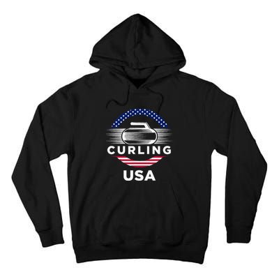 Curling Usa Support Flag Curl Clean Tall Hoodie