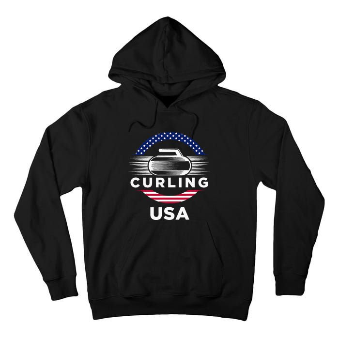 Curling Usa Support Flag Curl Clean Tall Hoodie