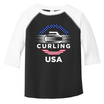 Curling Usa Support Flag Curl Clean Toddler Fine Jersey T-Shirt