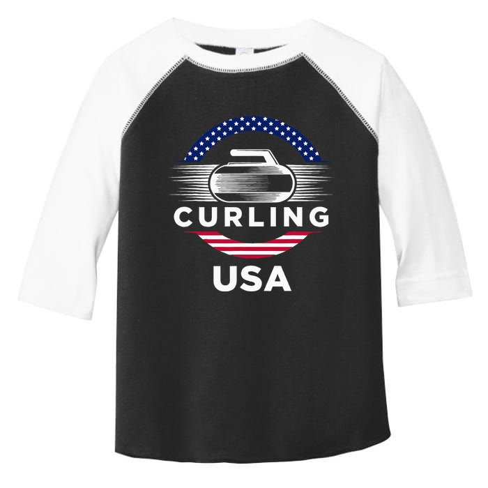 Curling Usa Support Flag Curl Clean Toddler Fine Jersey T-Shirt