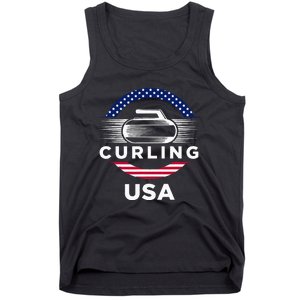 Curling Usa Support Flag Curl Clean Tank Top