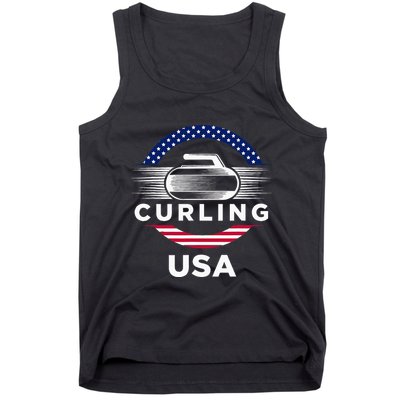Curling Usa Support Flag Curl Clean Tank Top