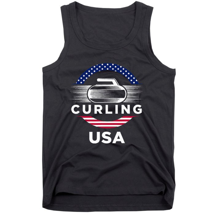 Curling Usa Support Flag Curl Clean Tank Top