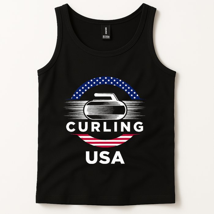 Curling Usa Support Flag Curl Clean Tank Top