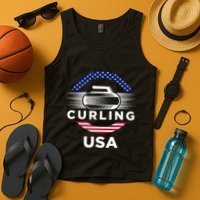 Curling Usa Support Flag Curl Clean Tank Top