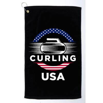 Curling Usa Support Flag Curl Clean Golf Towel