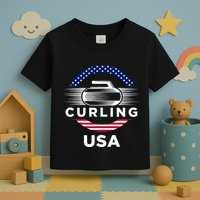 Curling Usa Support Flag Curl Clean Toddler T-Shirt