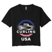 Curling Usa Support Flag Curl Clean Crop Top