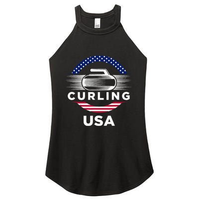 Curling Usa Support Flag Curl Clean Women's Perfect Tri Rocker Tank