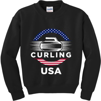 Curling Usa Support Flag Curl Clean Kids Sweatshirt