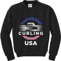 Curling Usa Support Flag Curl Clean Kids Sweatshirt