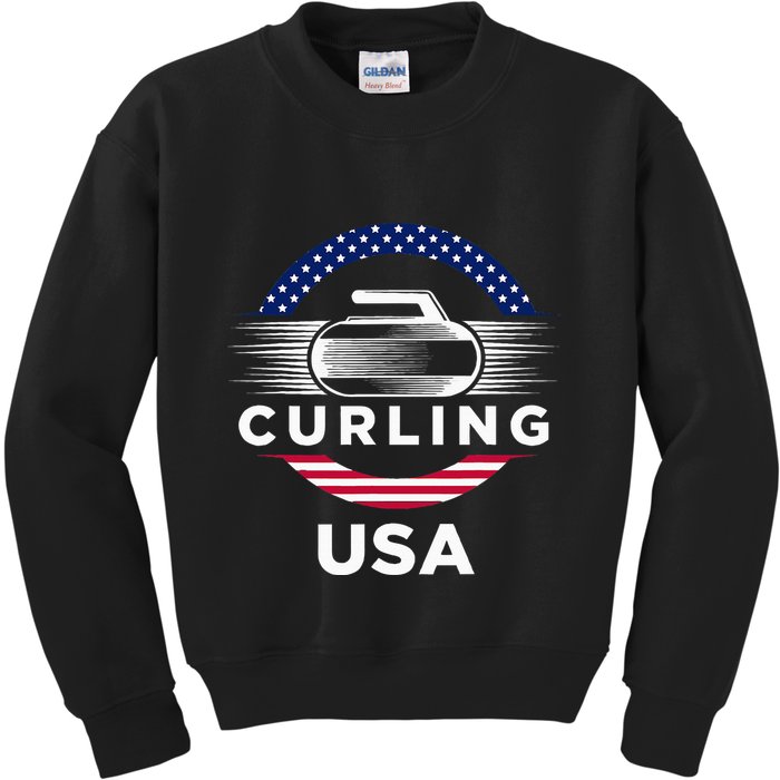 Curling Usa Support Flag Curl Clean Kids Sweatshirt