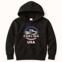 Curling Usa Support Flag Curl Clean Kids Hoodie