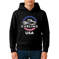 Curling Usa Support Flag Curl Clean Kids Hoodie