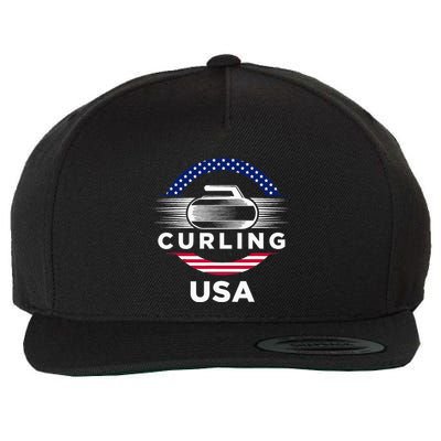Curling Usa Support Flag Curl Clean Wool Snapback Cap