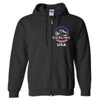 Curling Usa Support Flag Curl Clean Full Zip Hoodie