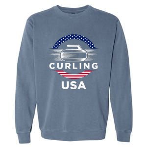 Curling Usa Support Flag Curl Clean Garment-Dyed Sweatshirt