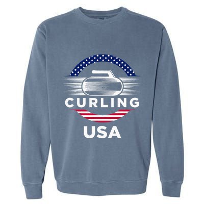 Curling Usa Support Flag Curl Clean Garment-Dyed Sweatshirt