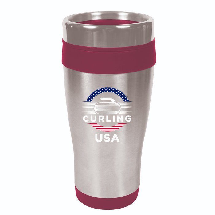 Curling Usa Support Flag Curl Clean 16oz Travel Tumbler
