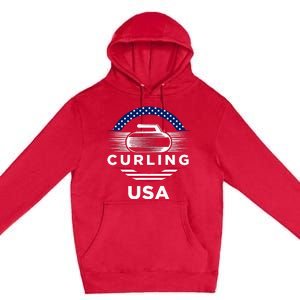 Curling Usa Support Flag Curl Clean Premium Pullover Hoodie