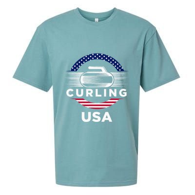 Curling Usa Support Flag Curl Clean Sueded Cloud Jersey T-Shirt