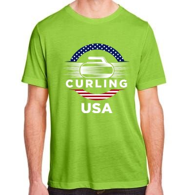 Curling Usa Support The Team Gift Usa Flag Curl Clean Cool Gift Adult ChromaSoft Performance T-Shirt