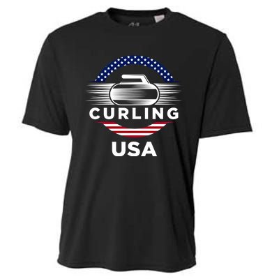 Curling Usa Support The Team Gift Usa Flag Curl Clean Cool Gift Cooling Performance Crew T-Shirt