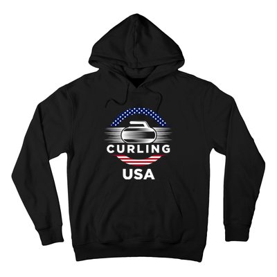 Curling Usa Support The Team Gift Usa Flag Curl Clean Cool Gift Hoodie